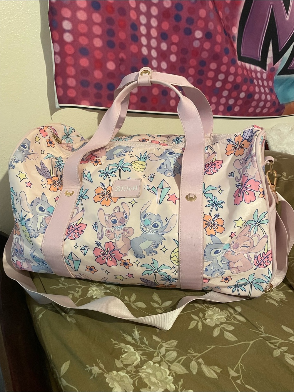 Pink Floral Travel Duffel Bag